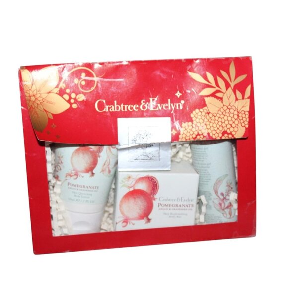 Crabtree & Evelyn Pomegranate Gift Set W/ Argan & Grapeseed Oil 3pc Soap Lotion - Picture 1 of 3